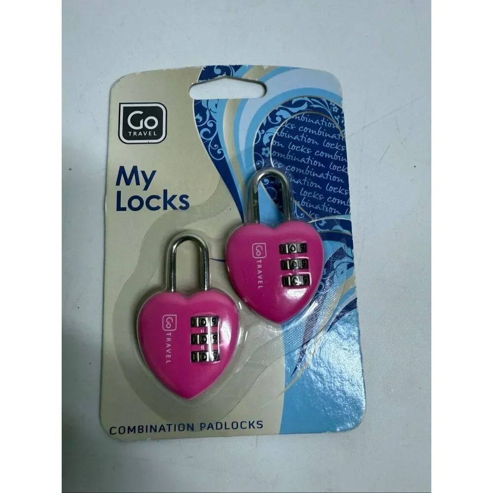NWT My Locks Pack Of 2 Heart Padlock Heart Shape Lock Combination Locker Pink